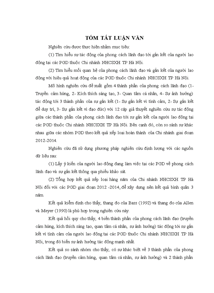 image for page Mối quan hệ giữa phong cách lãnh đạo với sự gắn kết của người lao động và hiệu quả hoạt động của các phòng giao dịch thuộc Chi nhánh Ngân hàng chính sách xã hội thành phố Hà Nội