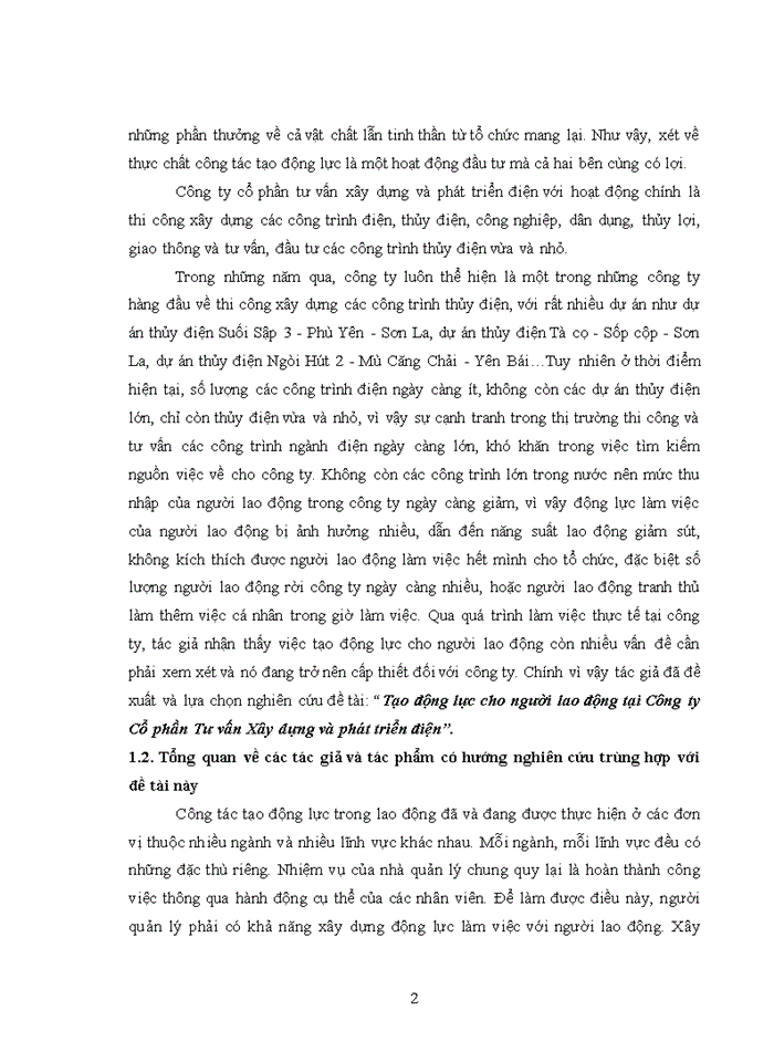 image for page Tạo động lực cho người lao động tại Công ty cổ phần tư vấn xây dựng và phát triển điện