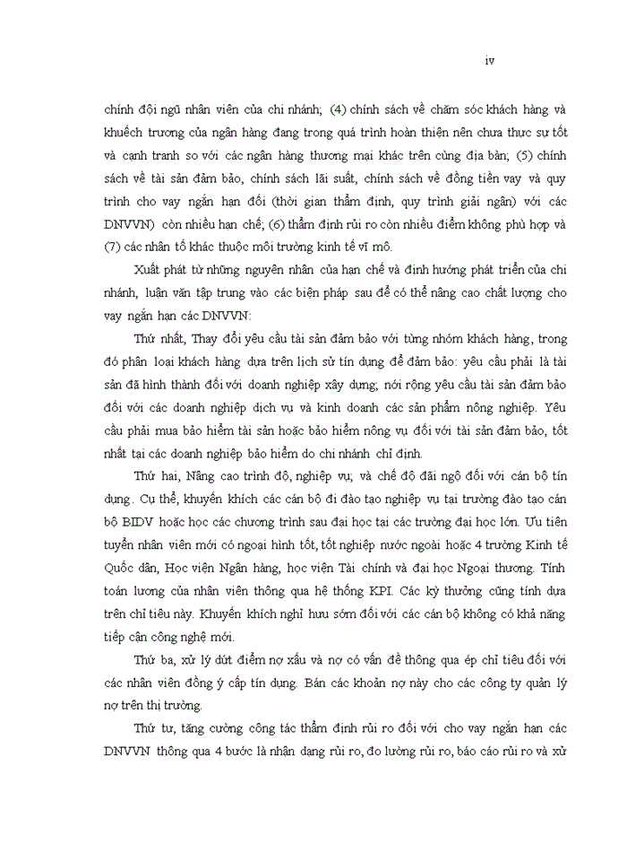 image for page Nâng cao chất lượng cho vay ngắn hạn đối với các doanh nghiệp vừa và nhỏ tại Ngân hàng TMCP Đầu tư và phát triển Việt Nam - Chi nhánh Sở giao dịch 1