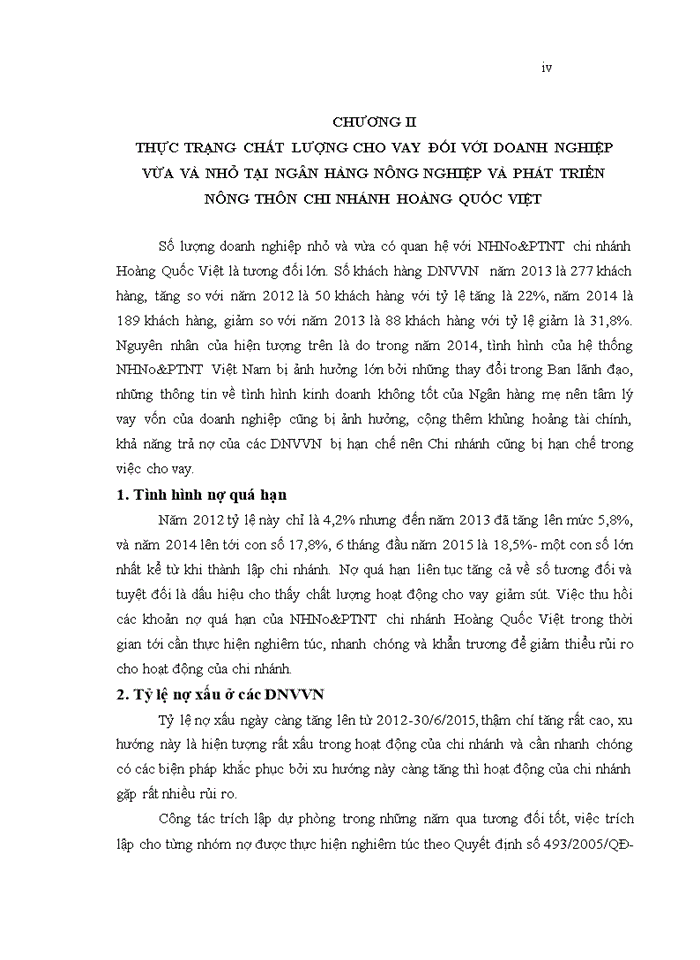 image for page Nâng cao chất lượng cho vay đối với doanh nghiệp vừa và nhỏ của Ngân hàng Nông nghiệp và Phát triển nông thôn chi nhánh Hoàng Quốc Việt