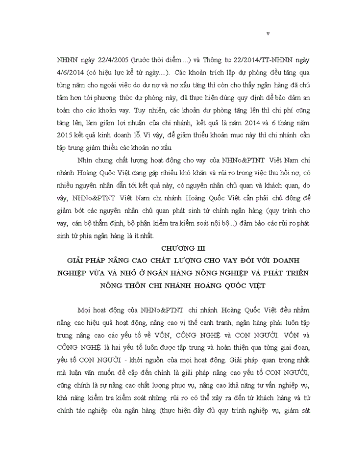 image for page Nâng cao chất lượng cho vay đối với doanh nghiệp vừa và nhỏ của Ngân hàng Nông nghiệp và Phát triển nông thôn chi nhánh Hoàng Quốc Việt