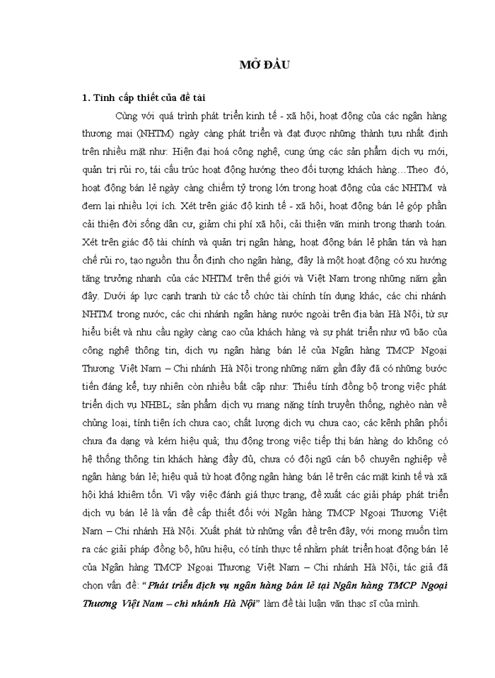 image for page Phát triển dịch vụ ngân hàng bán lẻ tại Ngân hàng TMCP Ngoại Thương Việt Nam – chi nhánh Hà Nội