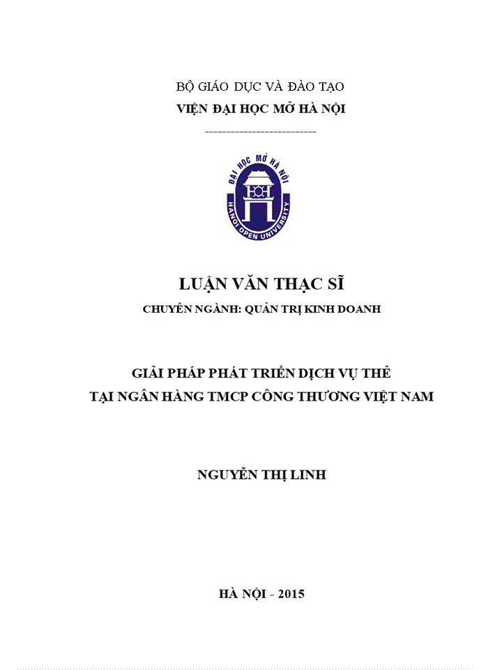 Giải pháp phát triển dịch vụ thẻ tại ngân hàng tmcp Công Thương Việt Nam