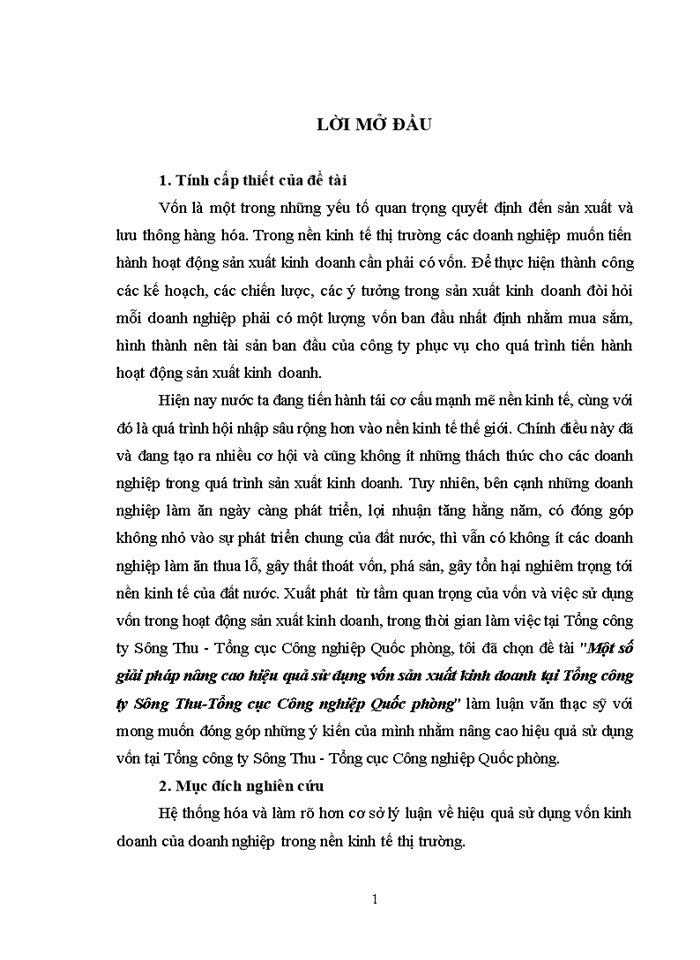 image for page Một số giải pháp nâng cao hiệu quả sử dụng vốn sản xuất kinh doanh tại Tổng công ty Sông Thu - Tổng cục Công nghiệp Quốc phòng