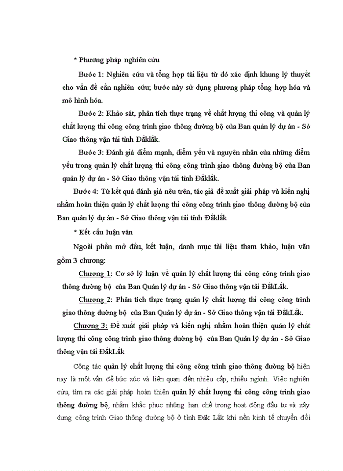 image for page Quản lý chất lượng thi công xây dựng công trình giao thông đường bộ của ban quản lý dự án sở giao thông vận tải ĐẮK LẮK