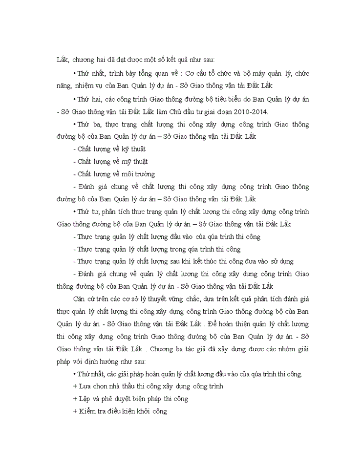 image for page Quản lý chất lượng thi công xây dựng công trình giao thông đường bộ của ban quản lý dự án sở giao thông vận tải ĐẮK LẮK