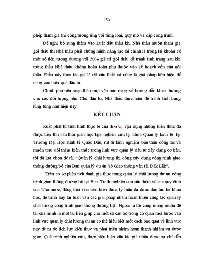 image for page Quản lý chất lượng thi công xây dựng công trình giao thông đường bộ của ban quản lý dự án sở giao thông vận tải ĐẮK LẮK