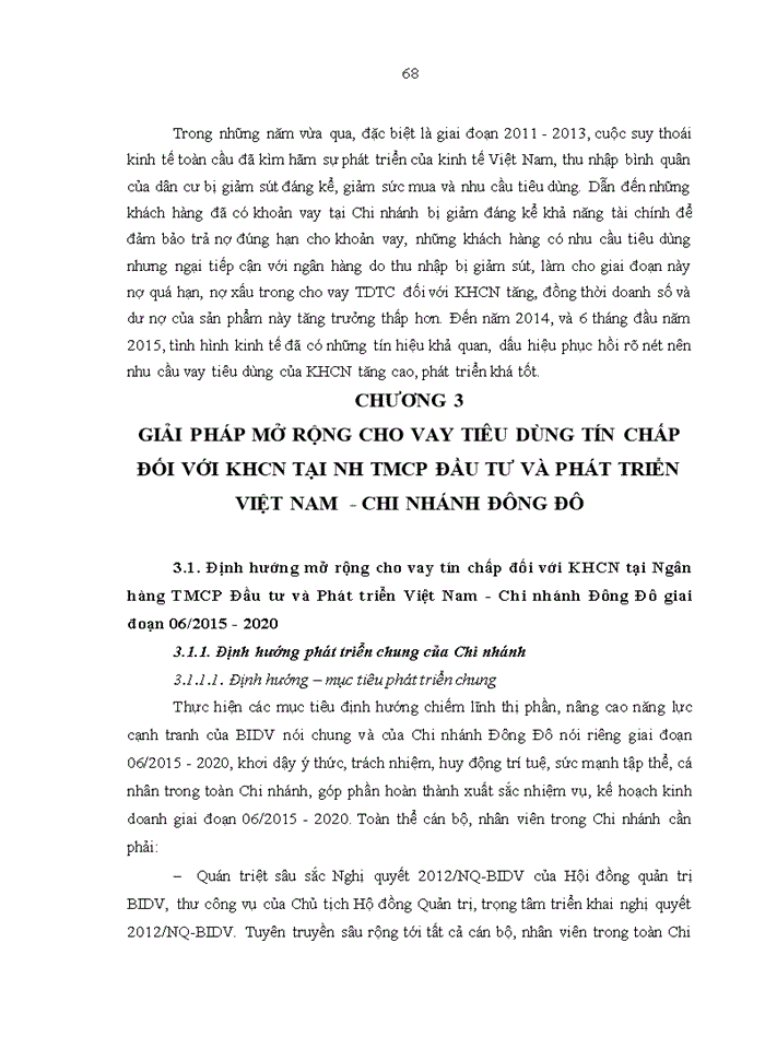 image for page Giải pháp mở rộng cho vay tiêu dùng tín chấp  đối với khcn tại ngân hàng tmcp đầu tư và phát triển việt nam - chi nhánh đông đô
