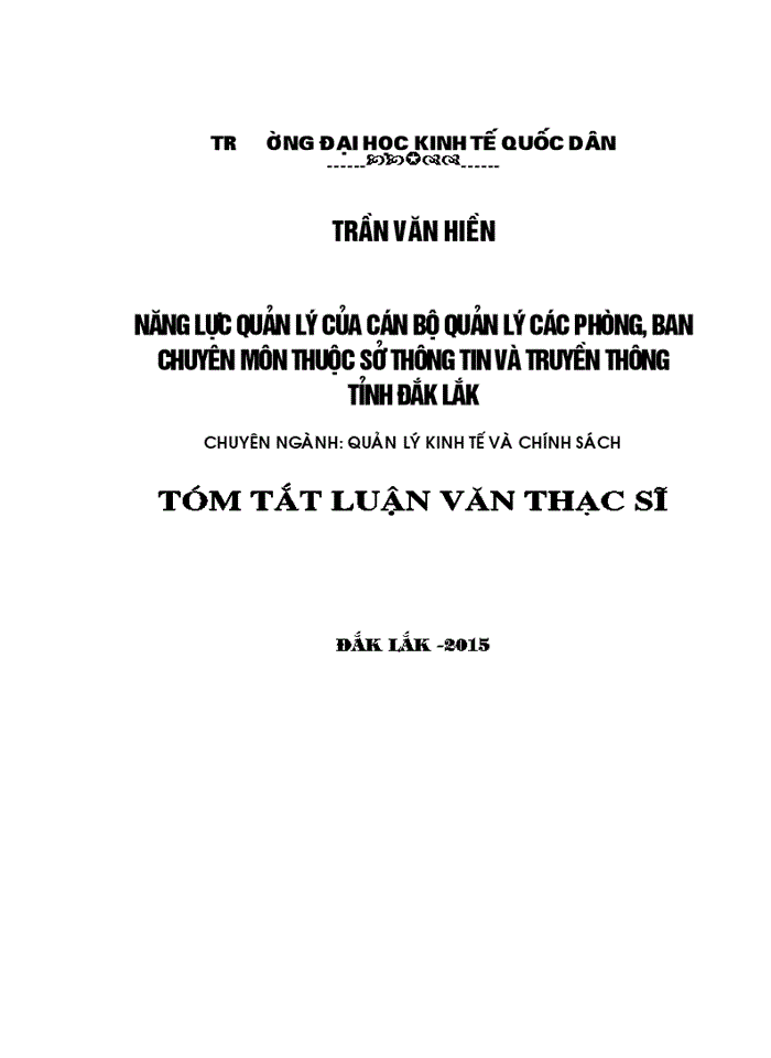 image for page Năng lực quản lý của cán bộ quản lý các phòng, ban chuyên môn thuộc sở thông tin và truyền thông tỉnh ĐẮK LẮK