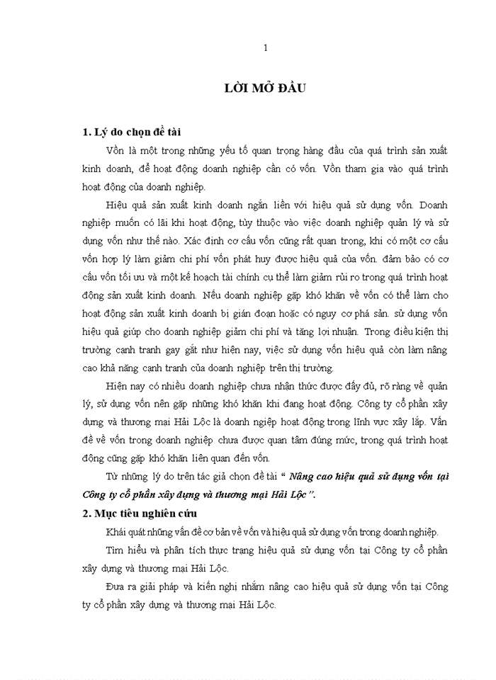 image for page Nâng cao hiệu quả sử dụng vốn tại công ty cổ phần xây dựng và thương mại HẢI LỘC