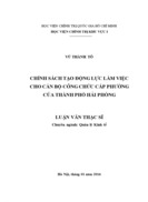 Chính sách tạo động lực làm việc cho cán bộ công chức cấp phường của thành phố HẢI PHÒNG