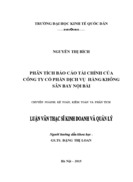 Phân tích báo cáo tài chính của  công ty cổ phần dịch vụ  hàng không sân bay nội bài
