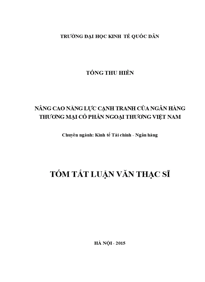 image for page Nâng cao năng lực cạnh tranh của ngân hàng thương mại cổ phần ngoại thương VIỆT NAM
