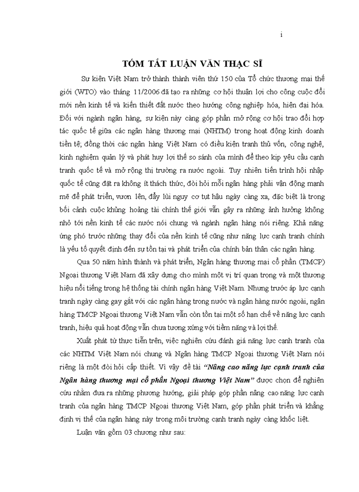 image for page Nâng cao năng lực cạnh tranh của ngân hàng thương mại cổ phần ngoại thương VIỆT NAM