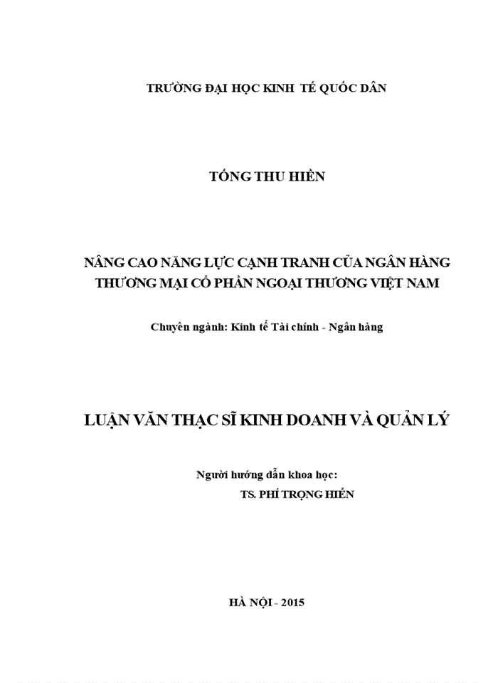 image for page Nâng cao năng lực cạnh tranh của ngân hàng thương mại cổ phần ngoại thương VIỆT NAM