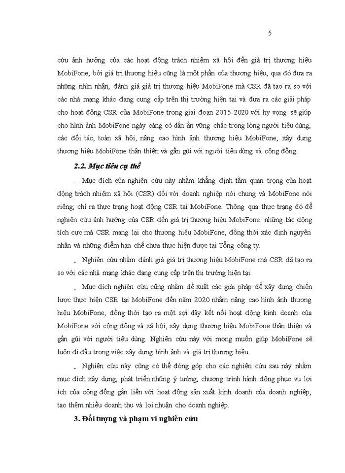 image for page Nghiên cứu ảnh hưởng của hoạt động trách nhiệm xã hội (CSR) đến thương hiệu MOBIFONE