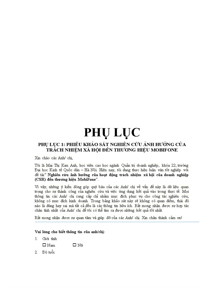 image for page Nghiên cứu ảnh hưởng của hoạt động trách nhiệm xã hội (CSR) đến thương hiệu MOBIFONE