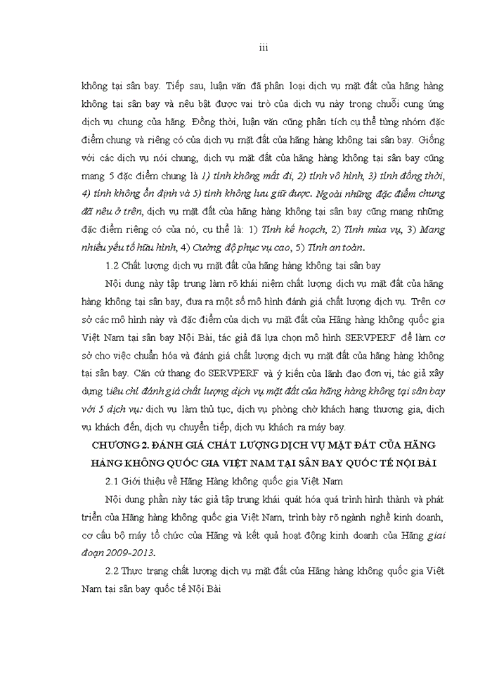 image for page Nâng cao chất lượng dịch vụ mặt đất của Hãng Hàng không quốc gia Việt Nam tại sân bay quốc tế Nội Bài