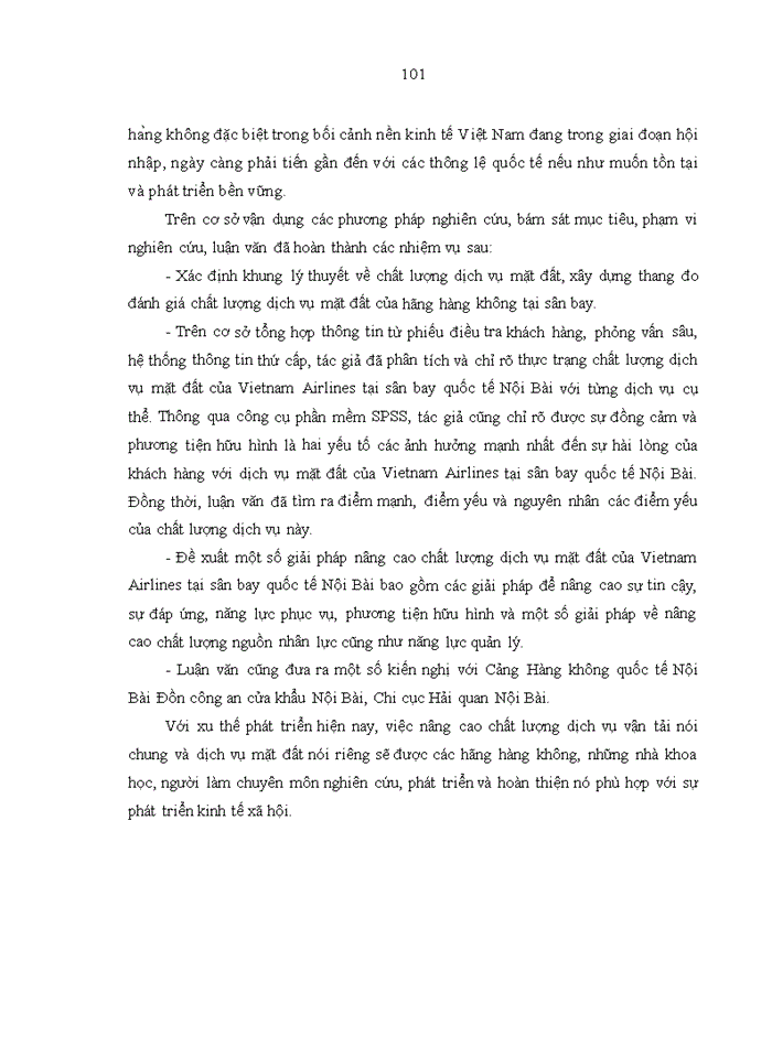 image for page Nâng cao chất lượng dịch vụ mặt đất của Hãng Hàng không quốc gia Việt Nam tại sân bay quốc tế Nội Bài
