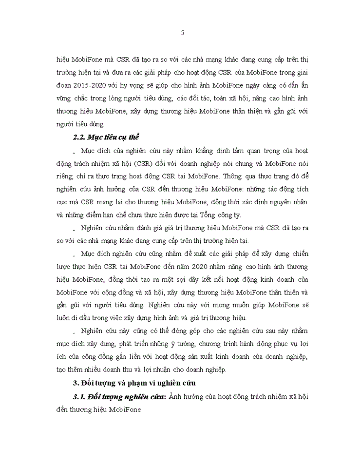 image for page Nghiên cứu ảnh hưởng của hoạt động trách nhiệm xã hội (CSR) đến thương hiệu Mobifone