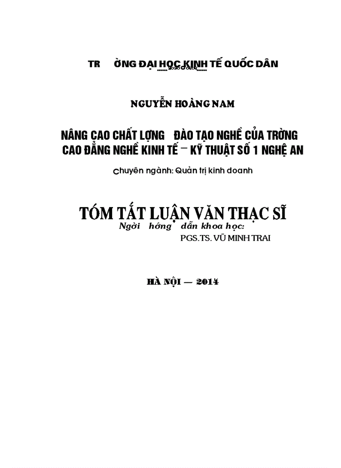 image for page Nâng cao chất lượng đào tạo nghề của trường Cao đẳng nghề Kinh tế - Kỹ thuật số 1 Nghệ An