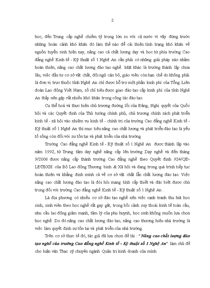 image for page Nâng cao chất lượng đào tạo nghề của trường Cao đẳng nghề Kinh tế - Kỹ thuật số 1 Nghệ An