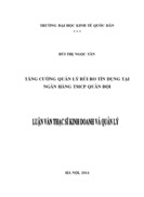 Tăng cường quản lý rủi ro tín dụng tại Ngân hàng TMCP Quân đội