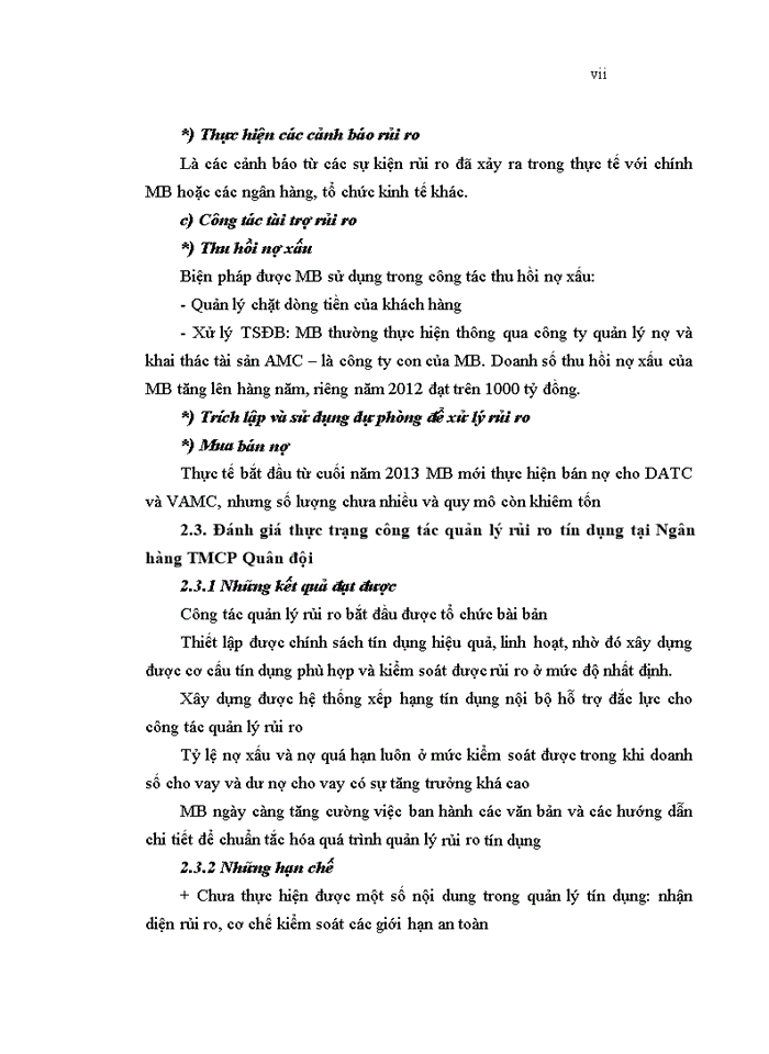 image for page Tăng cường quản lý rủi ro tín dụng tại Ngân hàng TMCP Quân đội