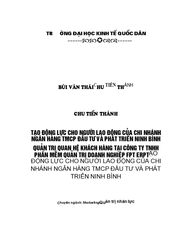 image for page Tạo động lực cho người lao động của chi nhánh Ngân hàng TMCP Đầu tư và phát triển Ninh Bình