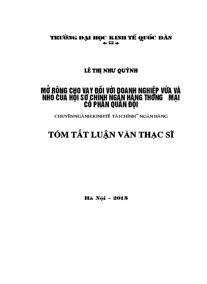 image for page Mở rộng cho vay đối với doanh nghiệp vừa và nhỏ của hội sở chính Ngân hàng thương mại cổ phần Quân đội