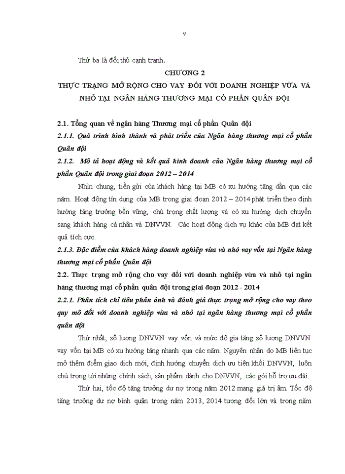 image for page Mở rộng cho vay đối với doanh nghiệp vừa và nhỏ của hội sở chính Ngân hàng thương mại cổ phần Quân đội