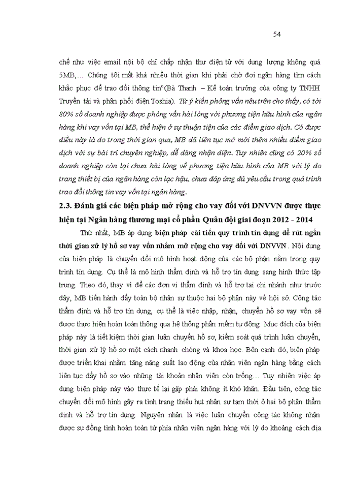 image for page Mở rộng cho vay đối với doanh nghiệp vừa và nhỏ của hội sở chính Ngân hàng thương mại cổ phần Quân đội