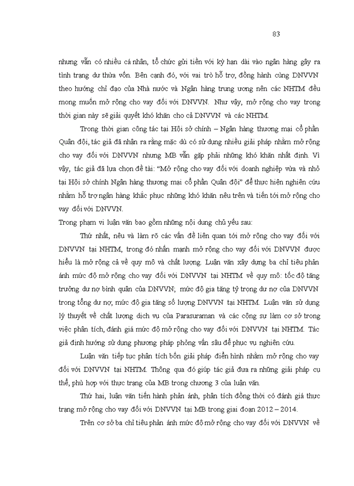 image for page Mở rộng cho vay đối với doanh nghiệp vừa và nhỏ của hội sở chính Ngân hàng thương mại cổ phần Quân đội