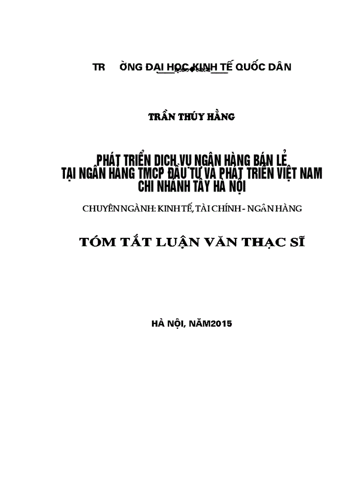 image for page Phát triển dịch vụ ngân hàng bán lẻ tại Ngân hàng TMCP đầu tư và phát triển Việt Nam chi nhánh Tây Hà Nội