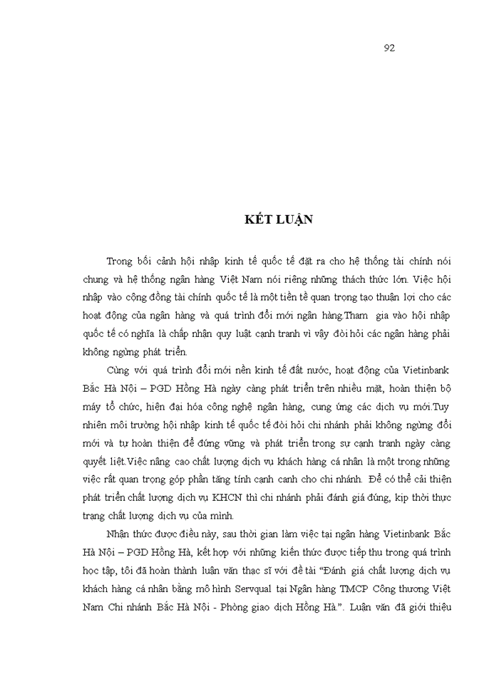 image for page Đánh giá chất lượng dịch vụ khách hàng cá nhân theo mô hình Servqual tại Ngân hàng TMCP Công thương Việt Nam Chi nhánh Bắc Hà Nội-Phòng giao dịch Hồng Hà