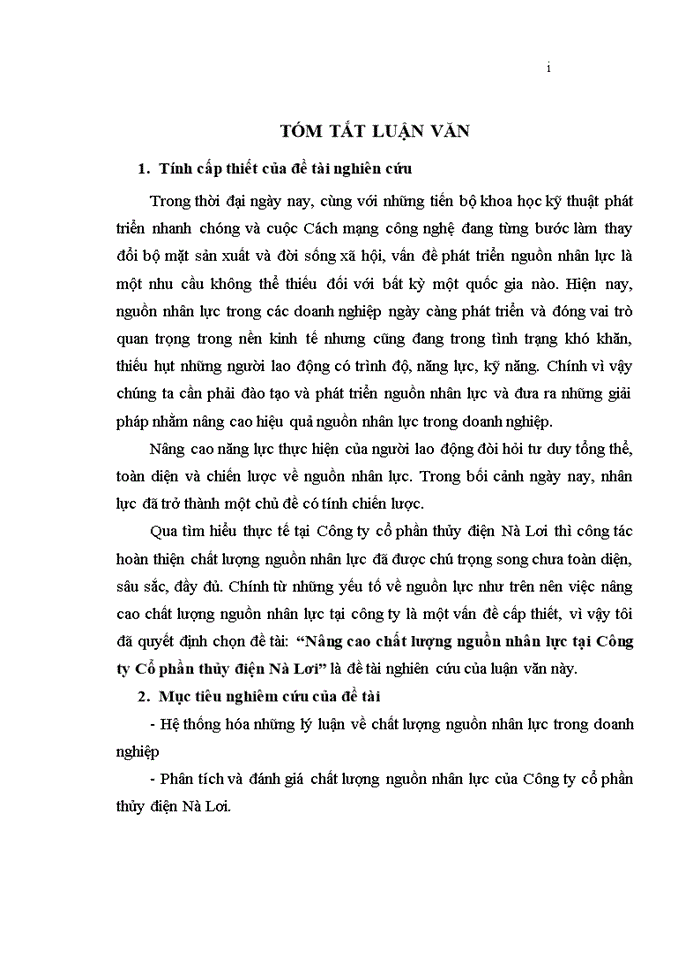 image for page Nâng cao chất lượng nguồn nhân lực tại Công ty Cổ phần thủy điện Nà Lơi