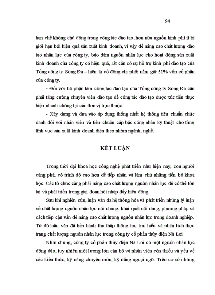 image for page Nâng cao chất lượng nguồn nhân lực tại Công ty Cổ phần thủy điện Nà Lơi