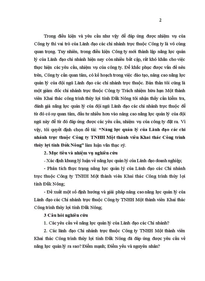 image for page Năng lực quản lý của Lãnh đạo các chi nhánh trực thuộc Công ty TNHH Một thành viên Khai thác Công trình thủy lợi tỉnh Đắk Nông