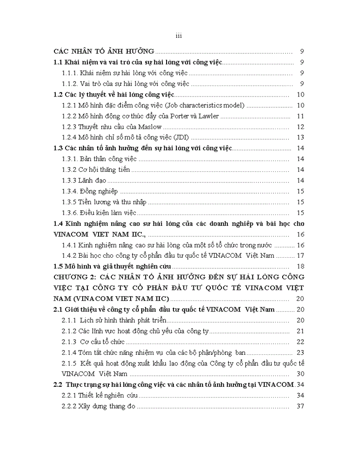 image for page Các nhân tố ảnh hưởng đến sự hài lòng với công việc của nhân viên Công ty cổ phần Đầu tư Quốc tế Vinacom Việt Nam