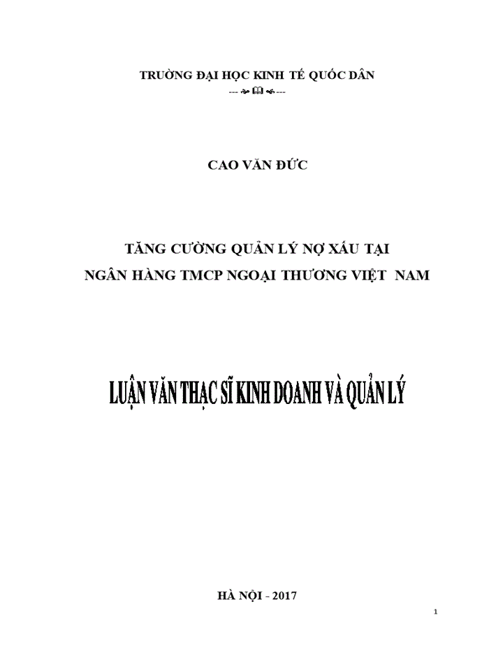 Tăng сường quản lý nợ xấu tạі ngân hàng TMCP ngоạі thương Vіệt Nаm