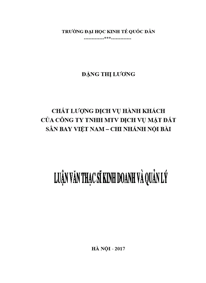 image for page Chất lượng dịch vụ hành khách của Công ty TNHH MTV Dịch vụ mặt đất Sân bay Việt Nam – chi nhánh Nội Bài