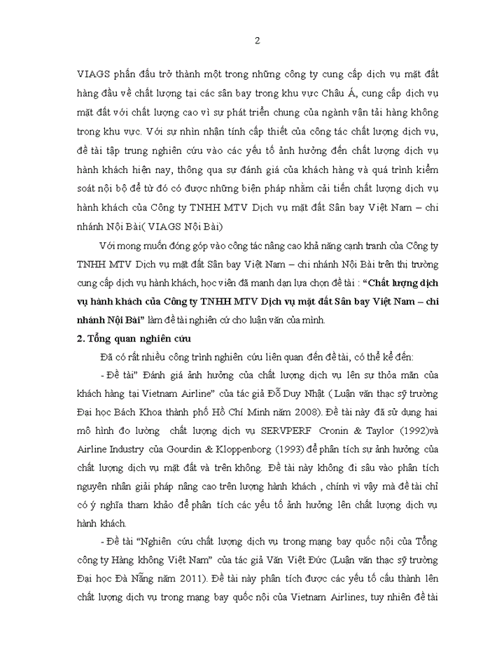 image for page Chất lượng dịch vụ hành khách của Công ty TNHH MTV Dịch vụ mặt đất Sân bay Việt Nam – chi nhánh Nội Bài