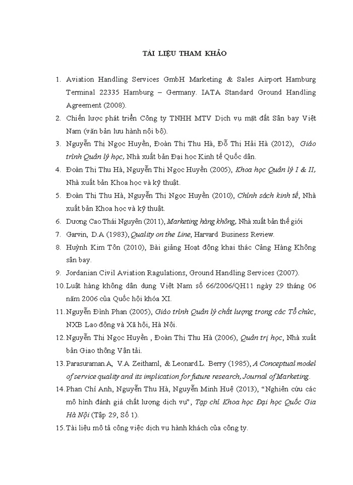 image for page Chất lượng dịch vụ hành khách của Công ty TNHH MTV Dịch vụ mặt đất Sân bay Việt Nam – chi nhánh Nội Bài