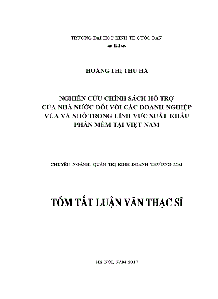 image for page Nghiên cứu chính sách hỗ trợ của nhà nước đối với các doanh nghiệp vừa và nhỏ trong lĩnh vực xuất khẩu phần mềm tại Việt Nam