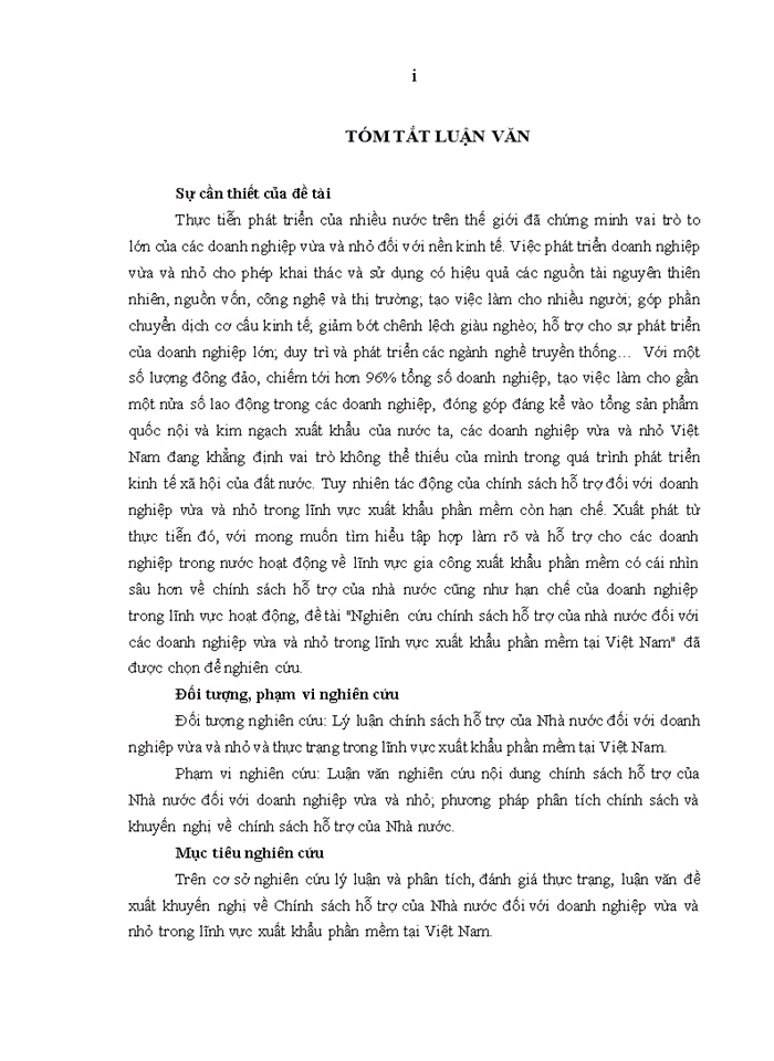 image for page Nghiên cứu chính sách hỗ trợ của nhà nước đối với các doanh nghiệp vừa và nhỏ trong lĩnh vực xuất khẩu phần mềm tại Việt Nam