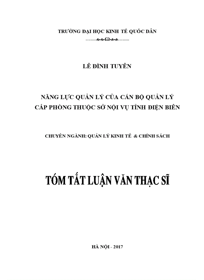 image for page Năng lực quản lý của cán bộ quản lý cấp Phòng thuộc Sở Nội vụ tỉnh Điện Biên