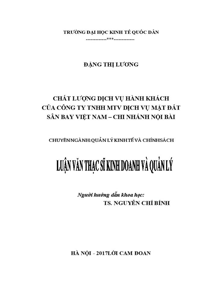 image for page Chất lượng dịch vụ hành khách của Công ty TNHH MTV Dịch vụ mặt đất Sân bay Việt Nam – chi nhánh Nội Bài