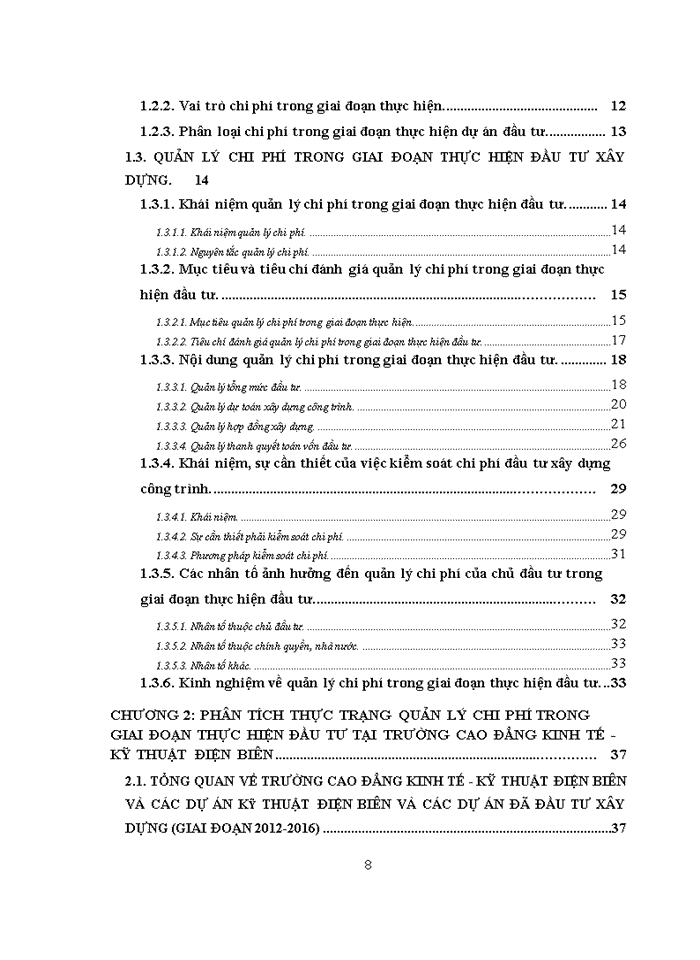 image for page Quản lý chi phí của chủ đầu tư trong giai đoạn thực hiện đầu tư xây dựng tại Trường Cao đẳng Kinh tế - Kỹ thuật Điện Biên
