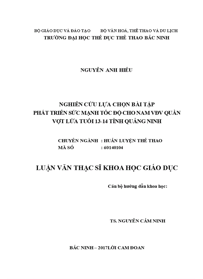 image for page Nghiên cứu lựa chọn bài tập phát triển sức mạnh tốc độ cho nam vđv quần vợt lứa tuổi 13-14 tỉnh Quảng Ninh