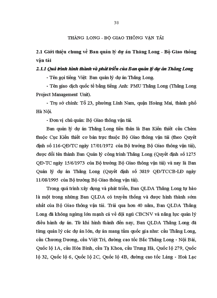 image for page Hoàn thiện công tác  quản lý dự án đầu tư xây dựng công trình giao thông đường bộ sử dụng nguồn vốn trái phiếu chính phủ tại ban quản lý dự án Thăng Long - bộ giao thông vận tải